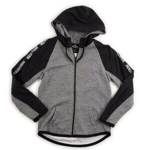 HOLLISTER heathered grey black full zip up hoodie sweatshirt size XS